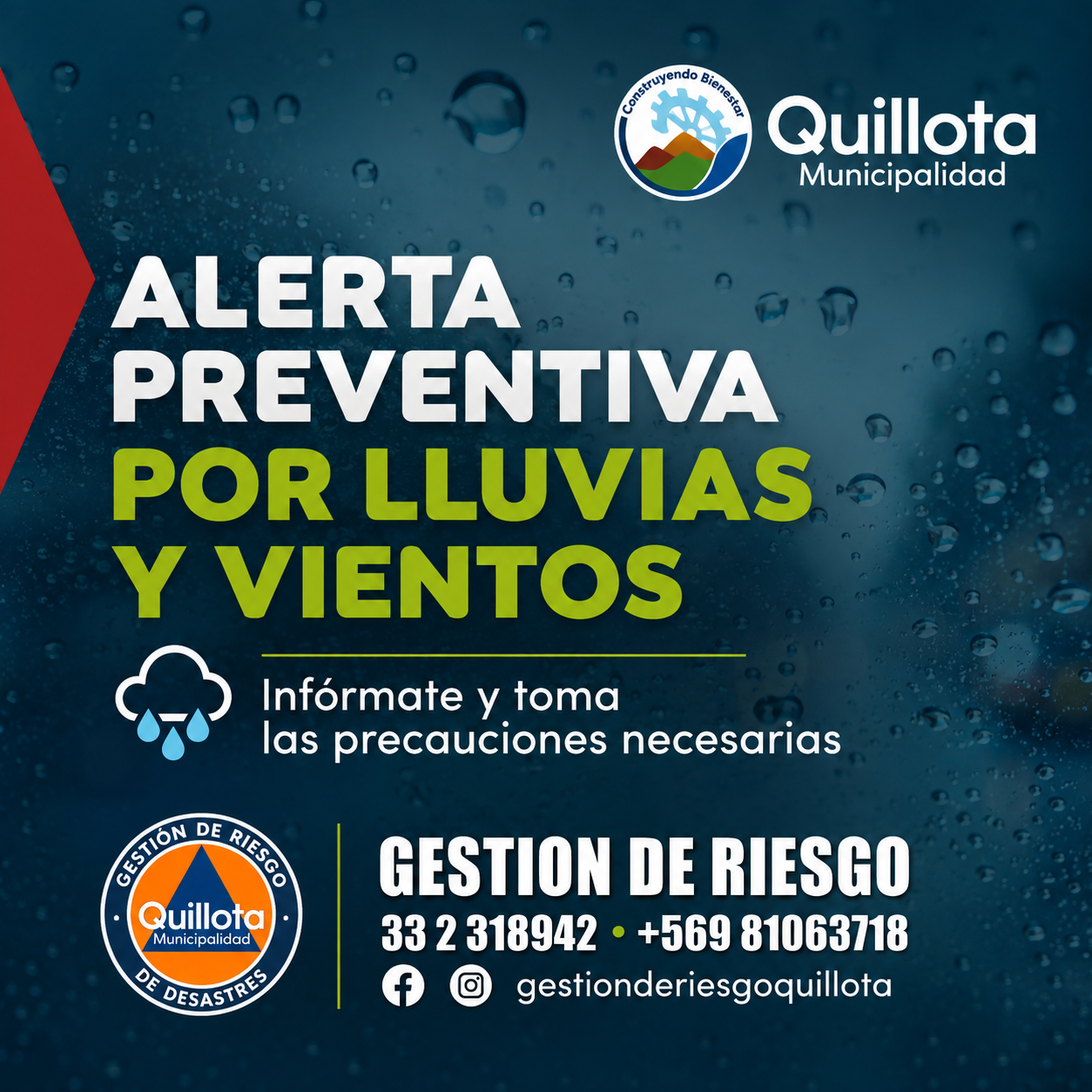 Alerta preventiva por lluvias