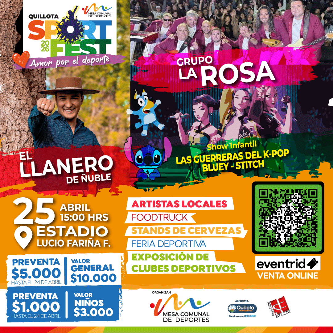 GRUPO LA ROSA ENCABEZAR&Aacute; LA GRAN FIESTA SOLIDARIA DEL SPORT FEST 2026 EN QUILLOTA