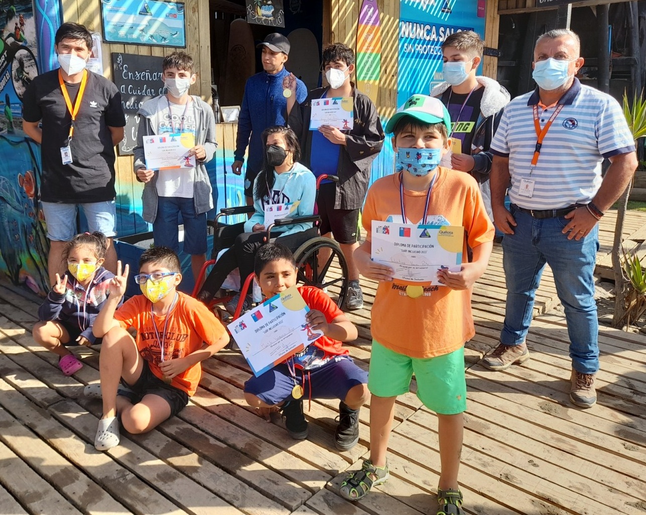 Municipalidad de Quillota finalizó con éxito el Taller de Surf Inclusivo Verano 2022 en Playa La Boca.