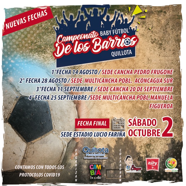 En Población Aconcagua Sur continuará este sábado 28 de agosto el Torneo Baby Fútbol de los Barrios 2021.