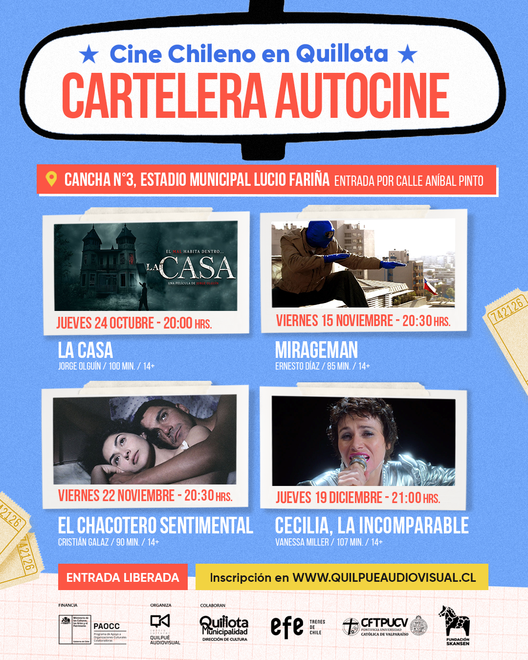 Vuelve el autocine a Quillota con la exhibición de la película de terror “La Casa”