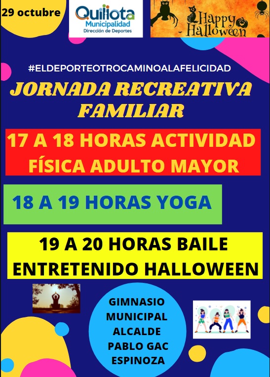 Dirección de Deportes invita a disfrutar jornada recreativa familiar en Gimnasio Alcalde Pablo Gac Espinoza.