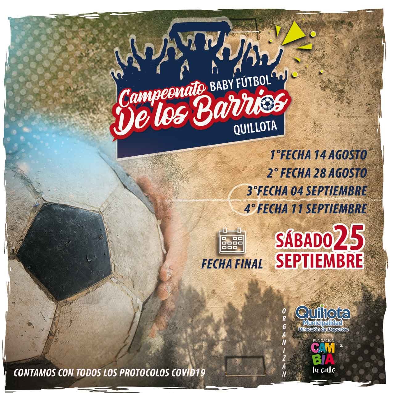 Este sábado 14 de agosto comenzará Torneo Baby Fútbol de Los Barrios 2021 en Quillota.