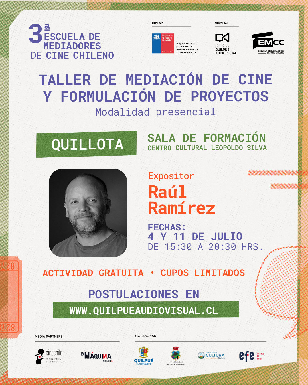 En Quillota se dictará un taller abierto a la comunidad sobre Mediación de Cine y Formulación de Proyectos