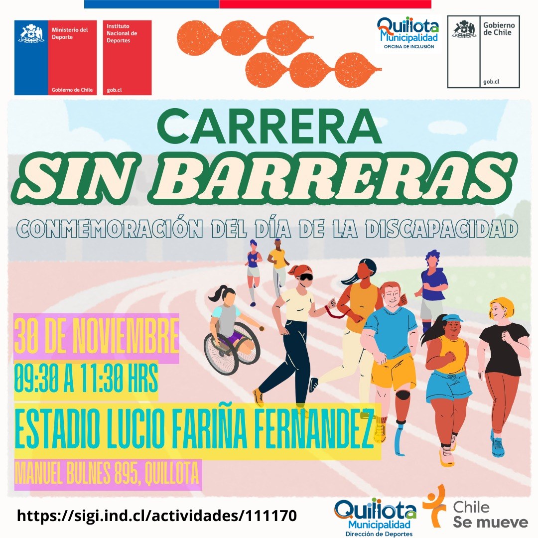 En Estadio Municipal Lucio Fariña Fernández de Quillota se realizará hito por Día Nacional de la Discapacidad.