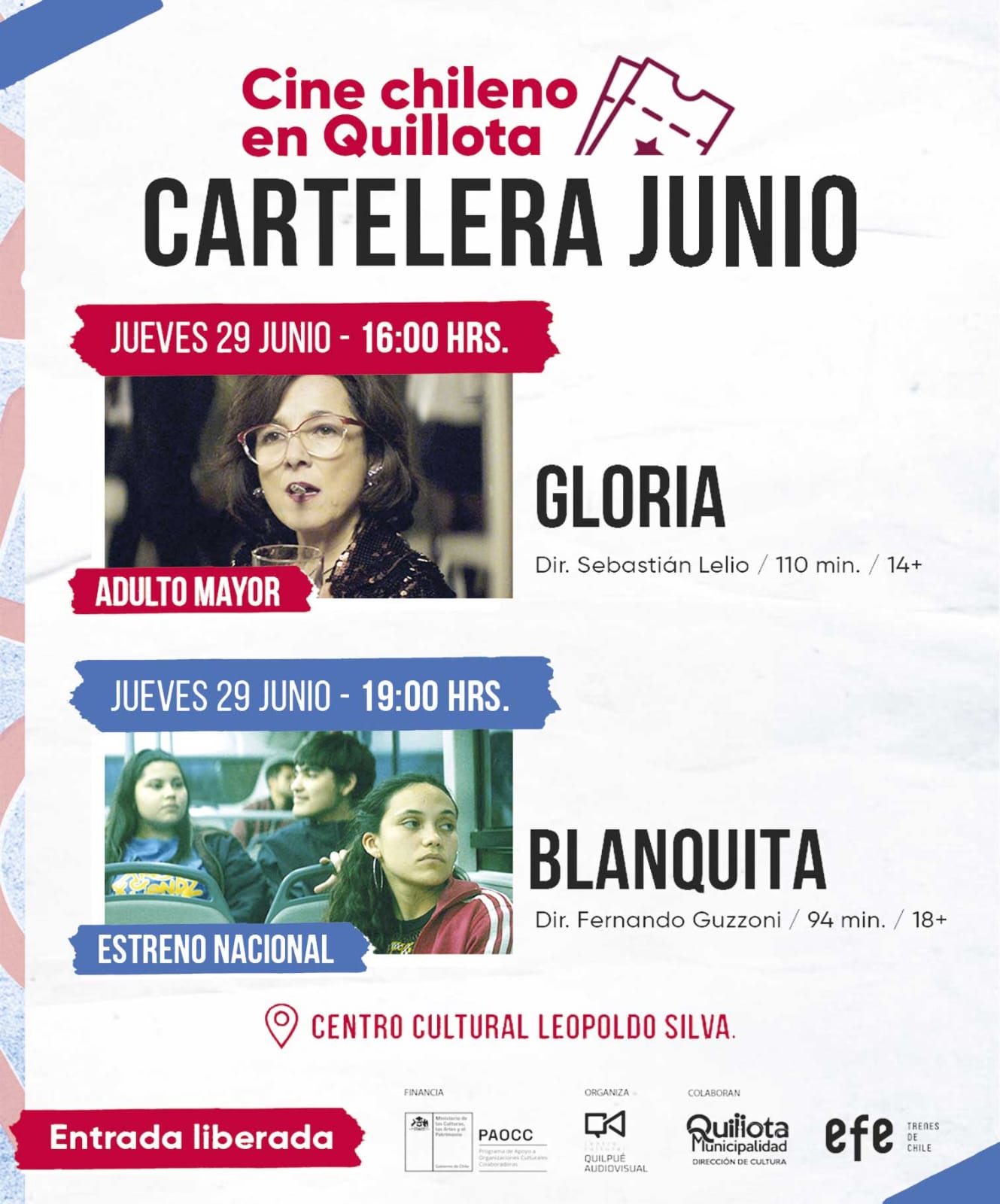Con doble función continúan las exhibiciones gratuitas de cine chileno en Quillota