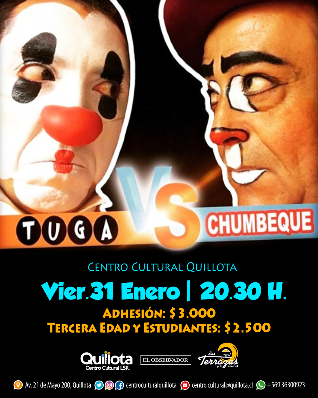 Mimo Tuga y Payaso Chumbeque se enfrentan en Quillota en un espectáculo de categoría mundial