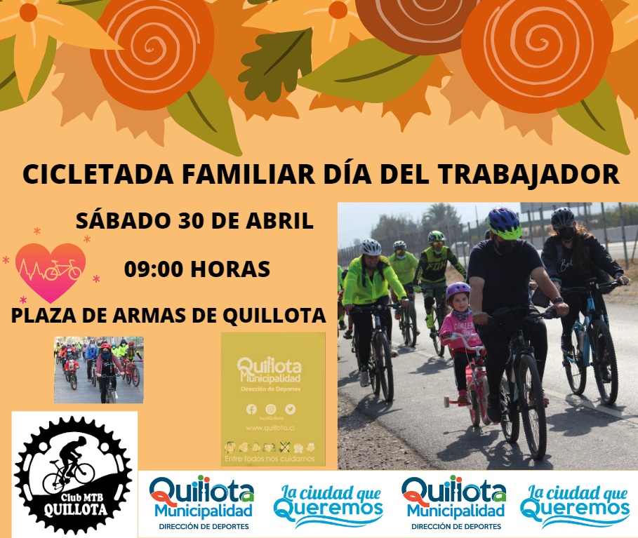 Este sábado 30 de abril Club MTB Quillota realizará Cicletada Familiar por el Día del Trabajador 2022.