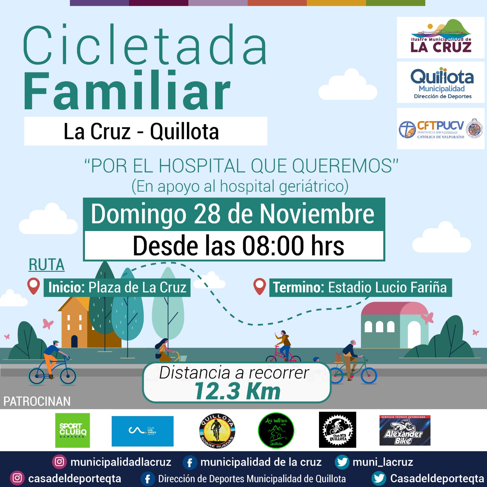 Este domingo será Cicletada Familiar que unirá por primera vez Quillota con La Cruz.