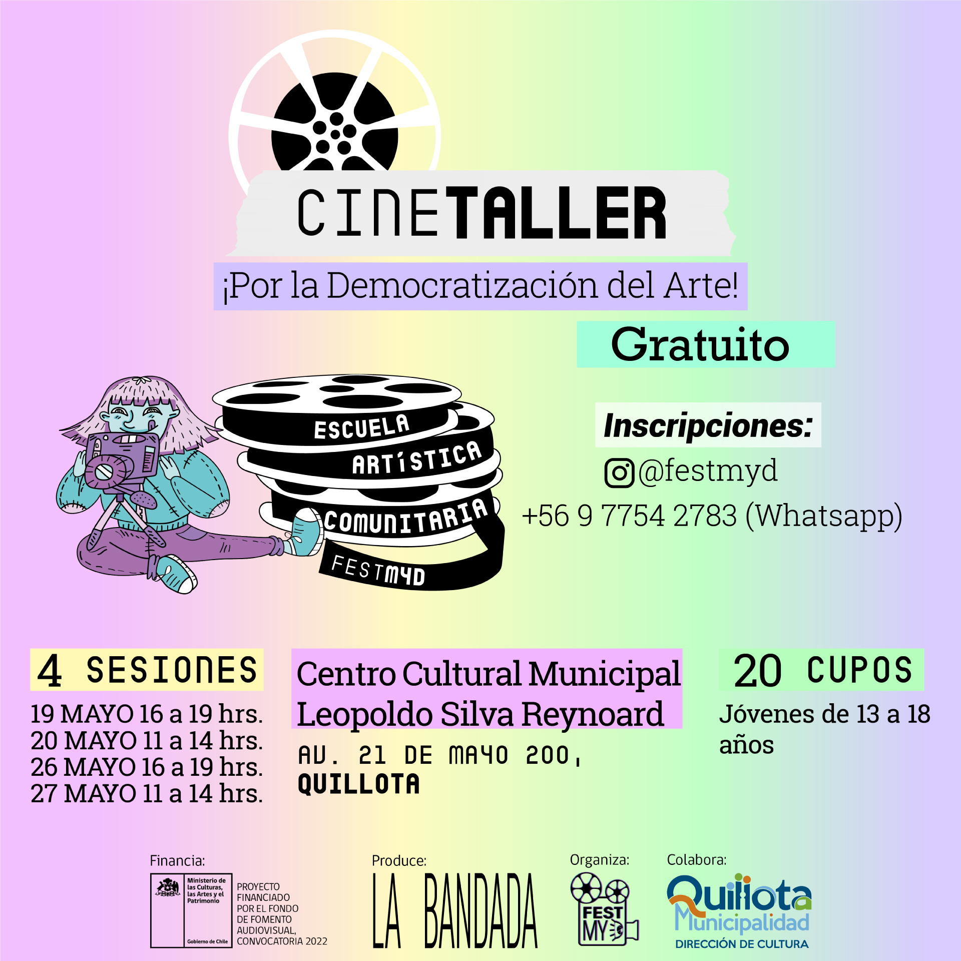 Taller de cine con perspectiva de género para jóvenes llega a Quillota