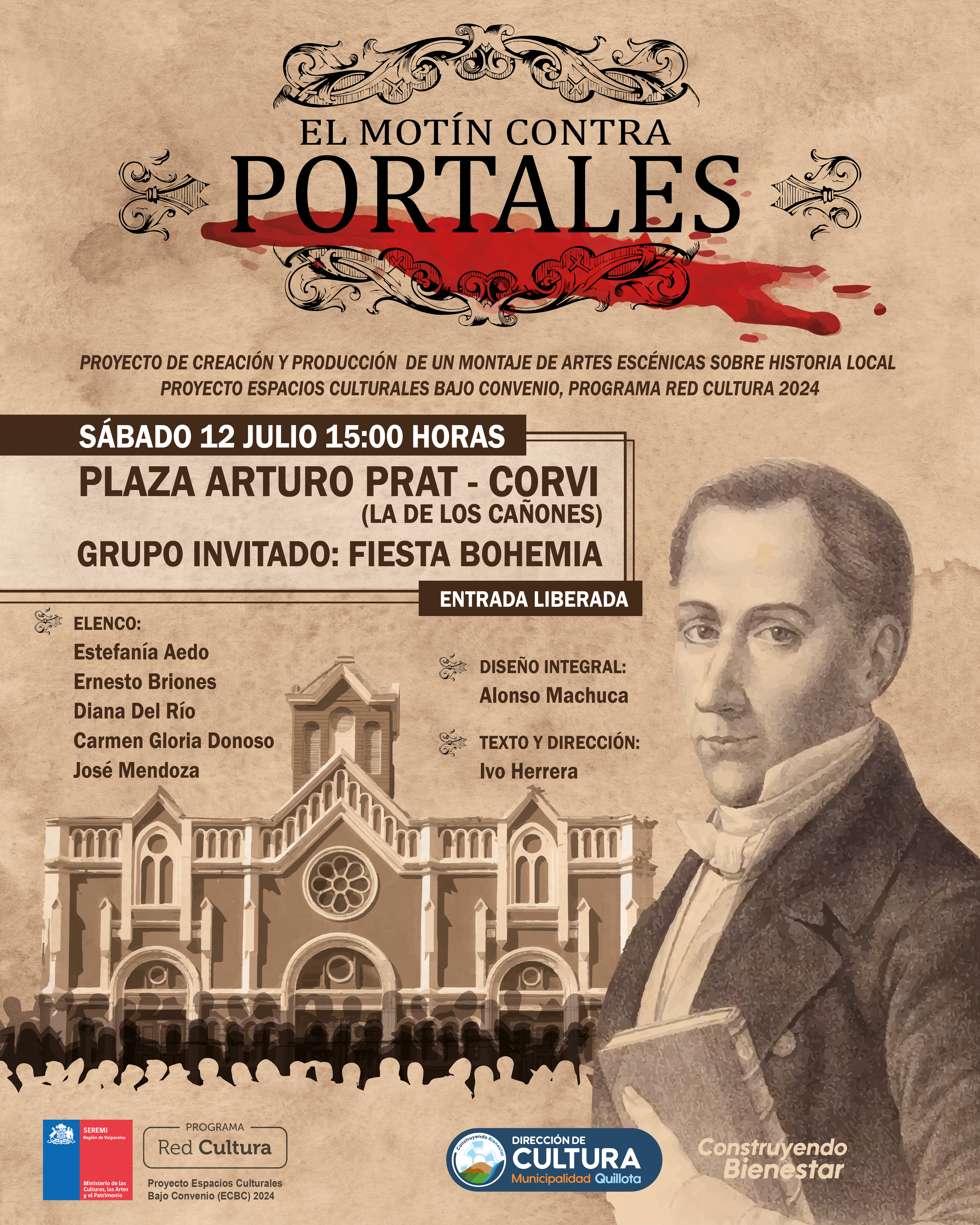 Obra de teatro callejero que retrata el motín contra Diego Portales será estrenada este sábado