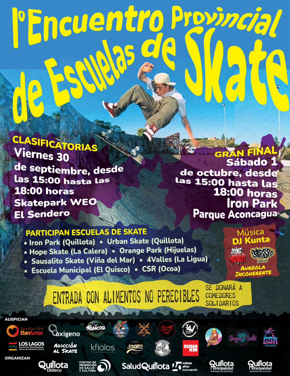 En Quillota se organizará el Primer Encuentro Provincial para Escuelas de Skate con foco en lo solidario.