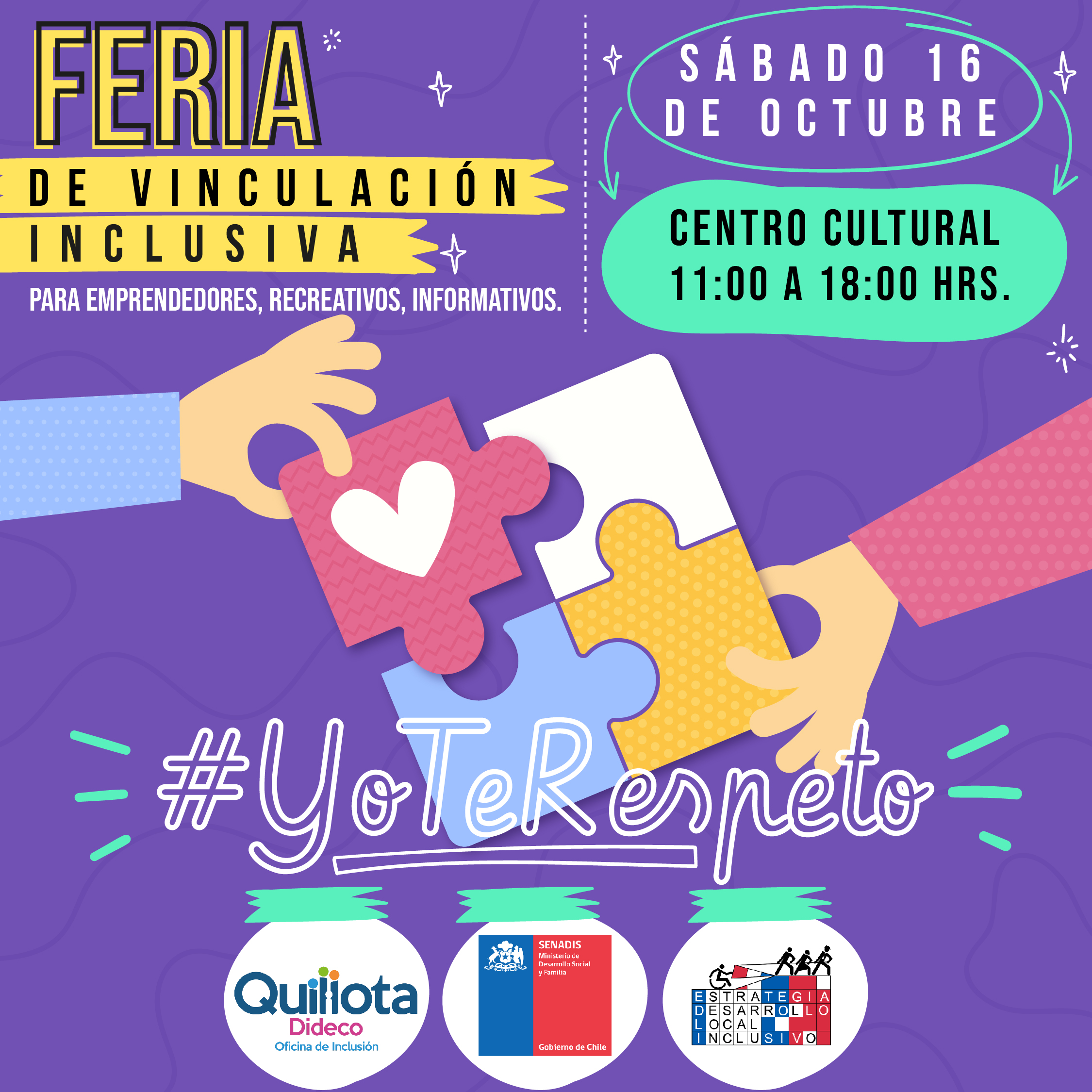 Se invita a participar en feria de vinculación inclusiva el próximo sábado 16 de octubre