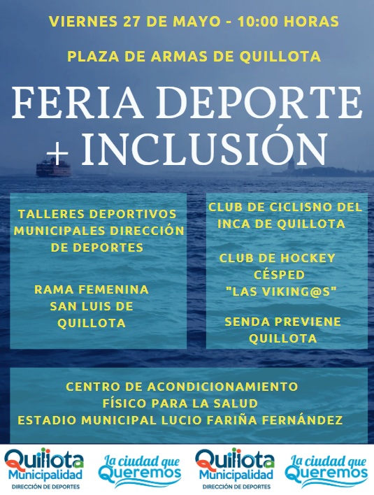 Este viernes será nueva versión de la “Feria Deporte + Inclusión” en la Plaza de Armas de Quillota.