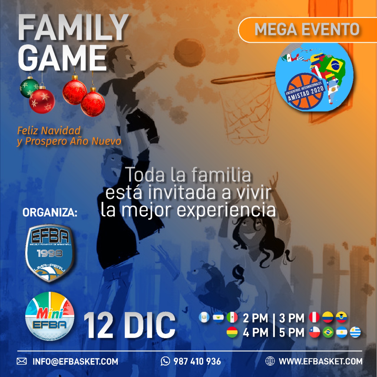 Familias de Quillota participaron en Evento Panamericano de Básquetbol para cerrar el año.