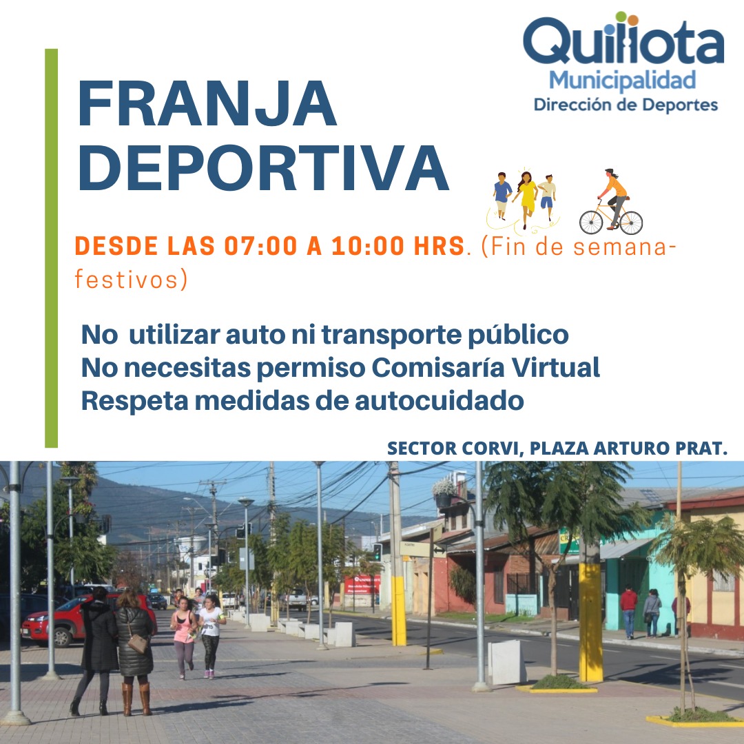 Próximo fin de semana se habilitarán recintos para utilizarse durante Franja Horaria Elige Vivir Sano.