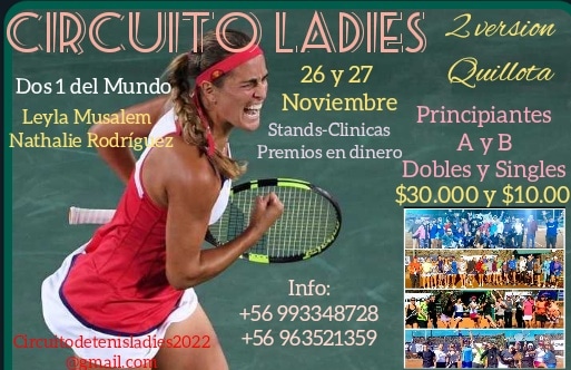Este fin de semana se realizará el Segundo Campeonato de Tenis Femenino en Quillota por el Circuito Ladies.