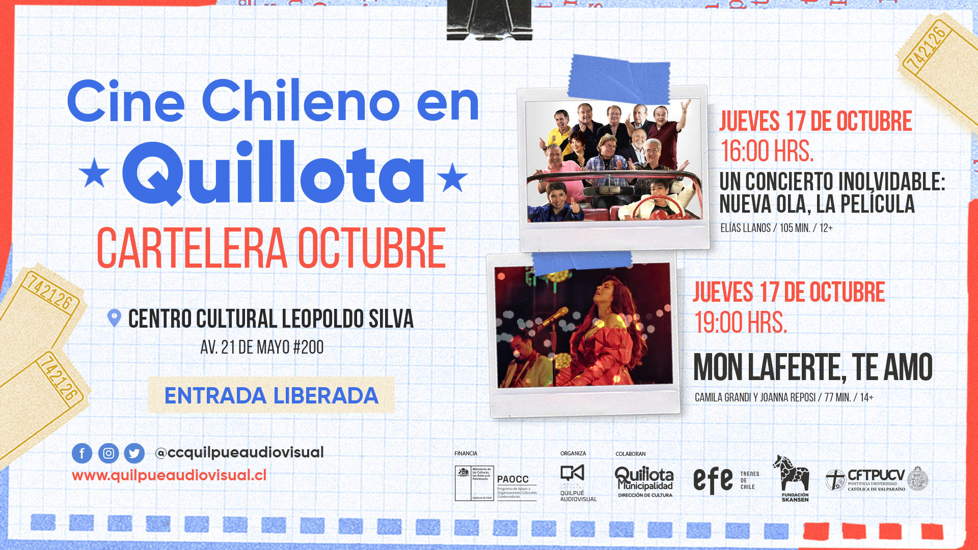 Cine chileno: El documental “Mon Laferte, te amo” y “Un concierto inolvidable: Nueva Ola, la película” se exhibirán gratis en Quillota