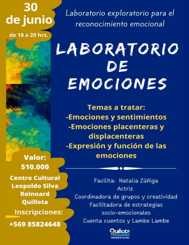 Taller de “Laboratorio de emociones” se realizará en el Centro Cultural