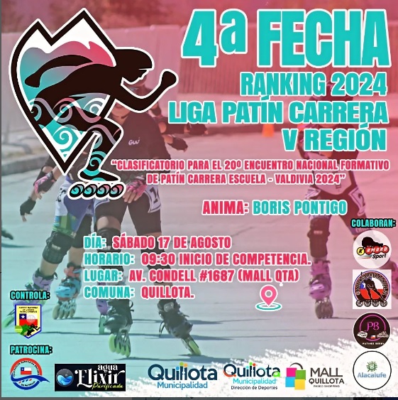 En estacionamiento de Mall Quillota se organizará la cuarta fecha por la Liga Regional de Patín Carrera 2024.