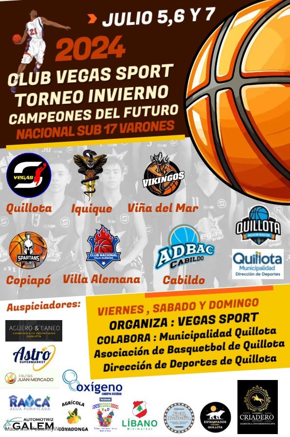 Municipalidad de Quillota apoyará Campeonato Nacional Básquetbol varones sub 17 Vacaciones de Invierno.