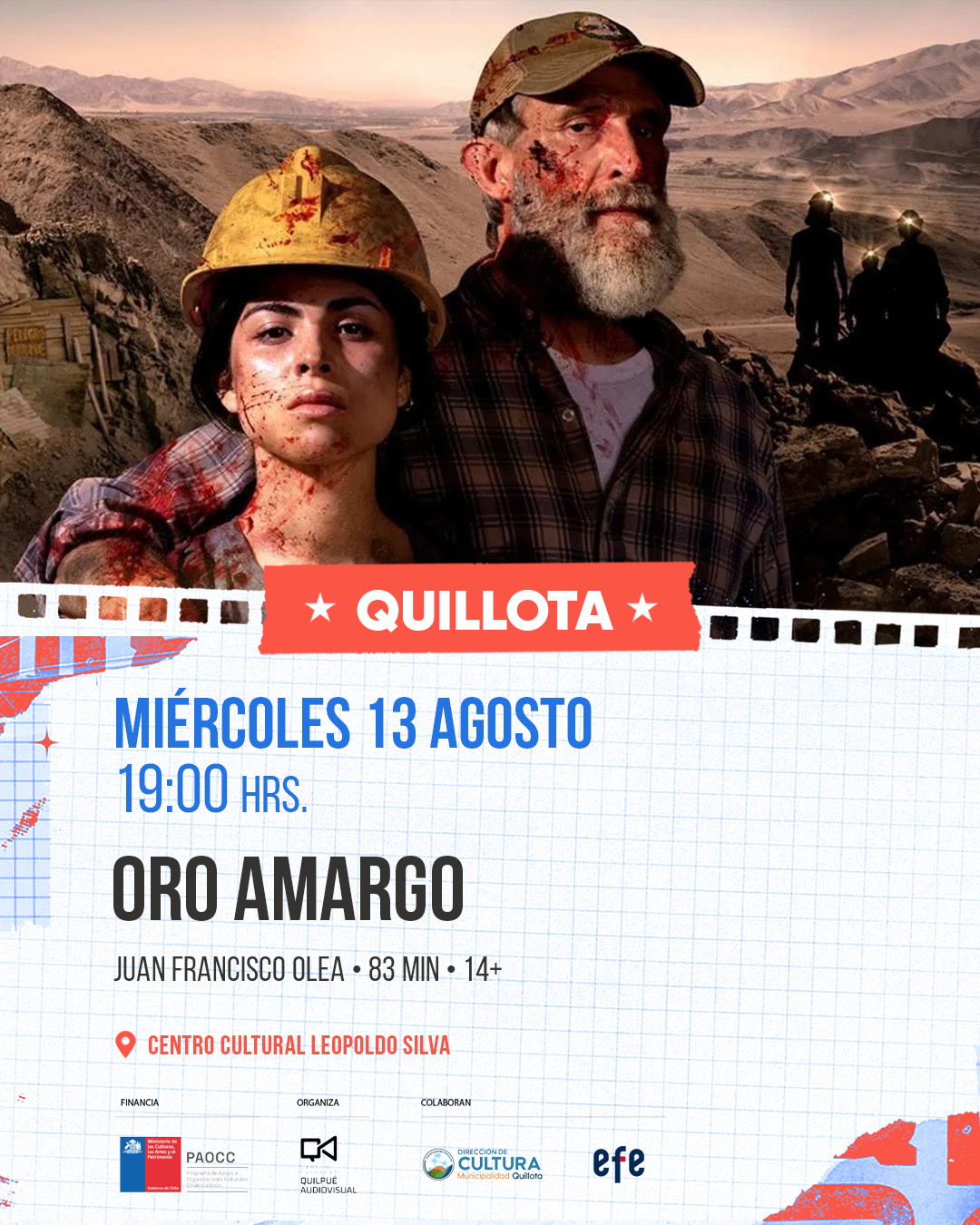 El thriller “Oro amargo” tendrá función gratuita en el Centro Cultural Leopoldo Silva de Quillota