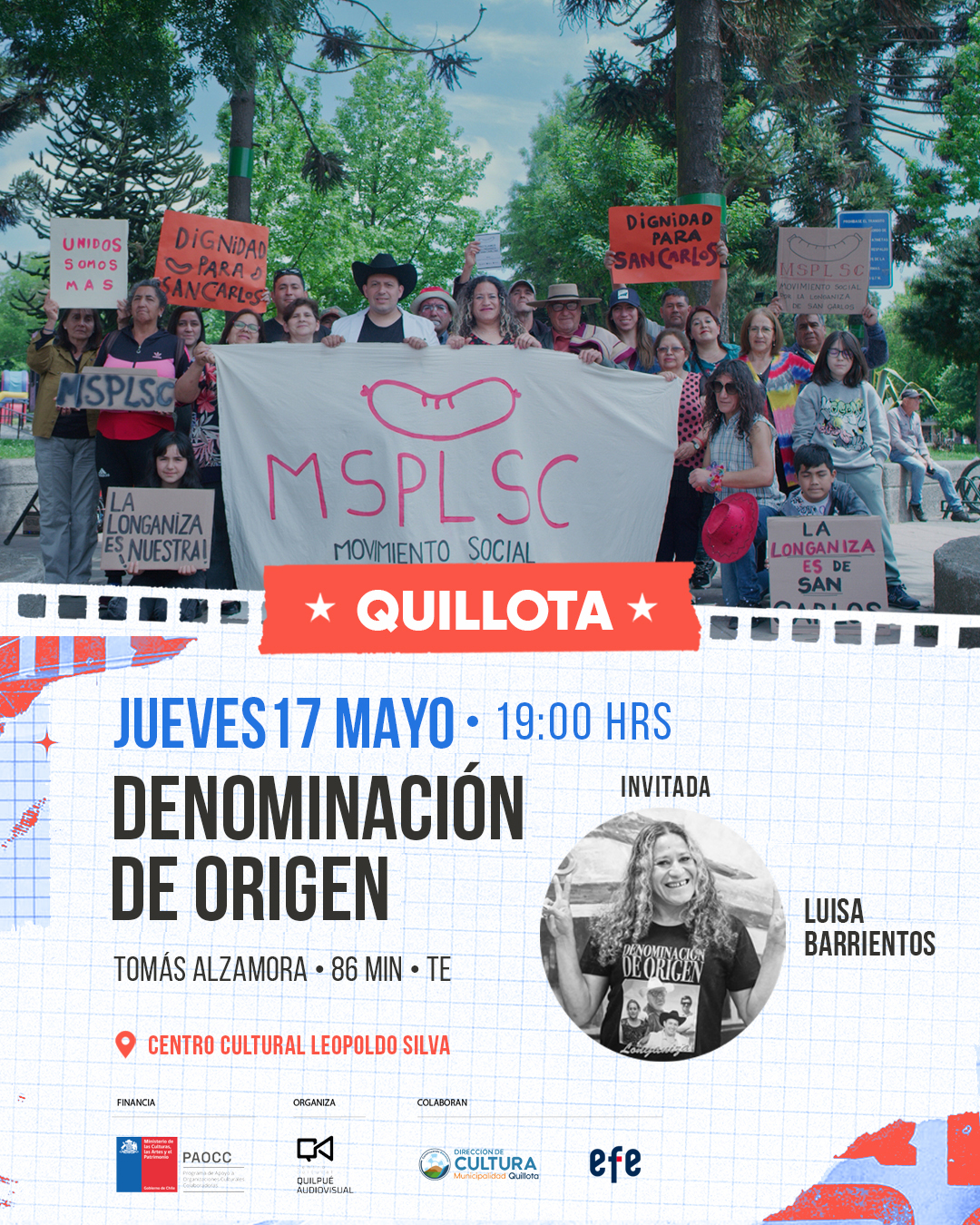 El fenómeno chileno del año, “Denominación de origen” se exhibirá gratis en Quillota junto a su protagonista Luisa Barrientos