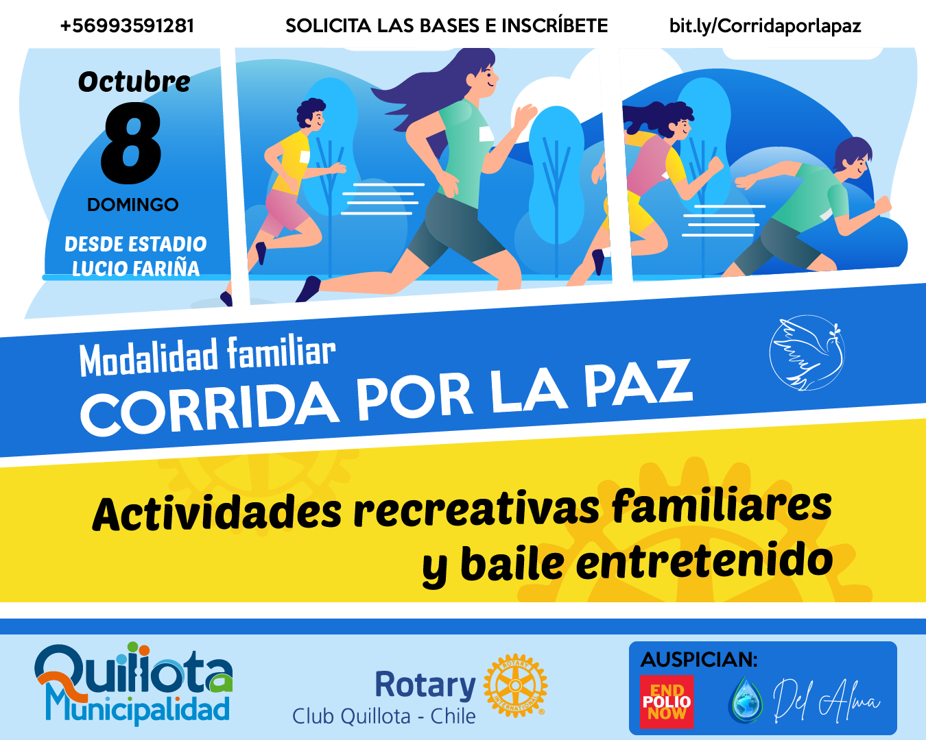 Este domingo 8 de octubre se invita a la gran Corrida Familiar por la Paz