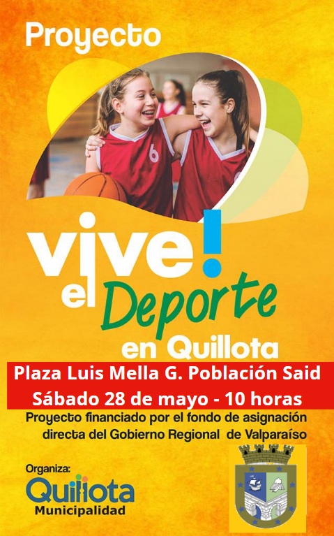 En Población Said continuará Proyecto “Vive el Deporte en Quillota” este sábado 28 de mayo.