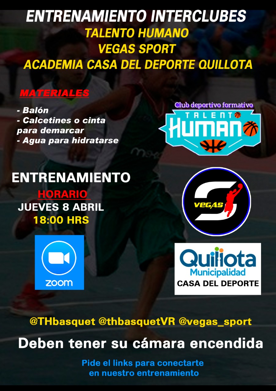 Academia Municipal de Básquetbol y Club Vegas Sport invitan a entrenamiento virtual.
