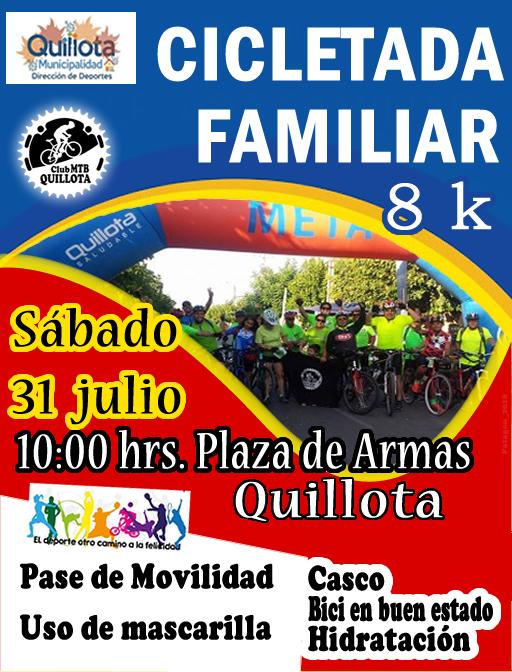 Próximo sábado se realizará Cicletada Familiar por las calles de la ciudad.