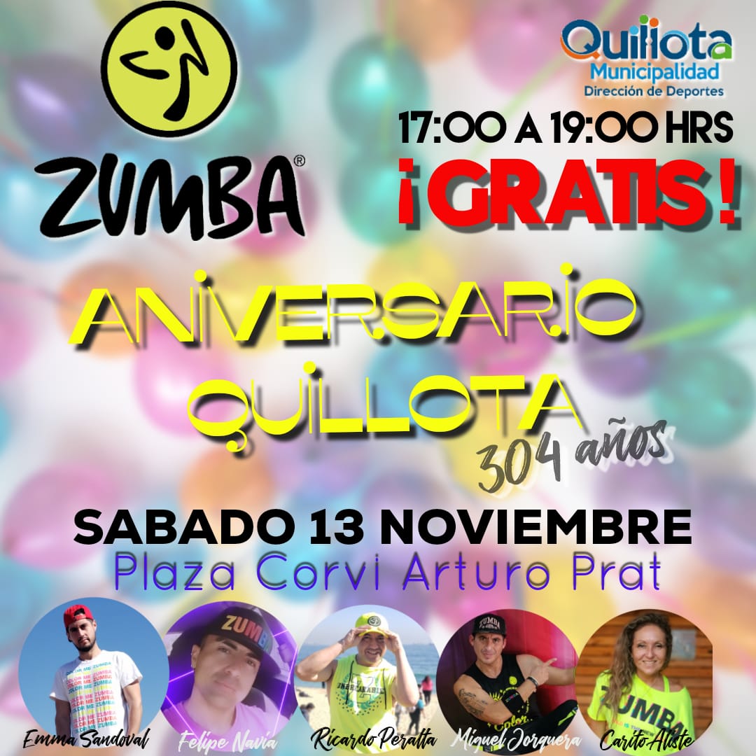 La fiesta de la zumba estará este sábado en la Plaza Arturo Prat del sector Corvi de Quillota.