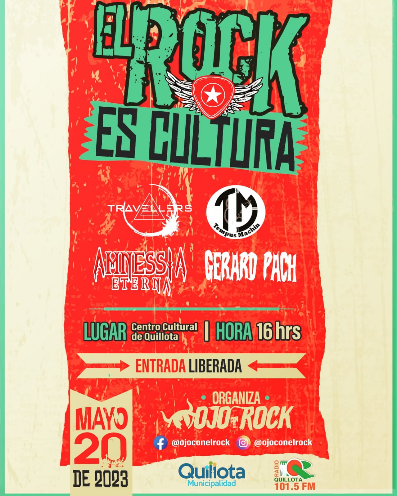 Evento de rock se realizará en el Centro Cultural