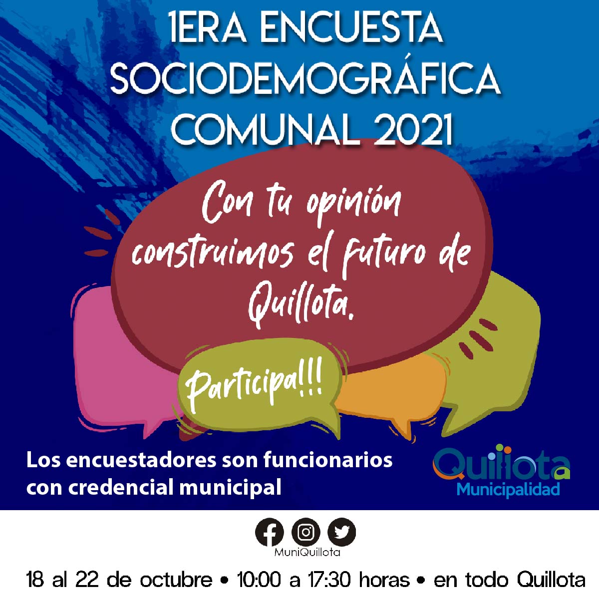 Invitamos a participar en primera encuesta sociodemográfica que permitirá planificar y construir el futuro de Quillota