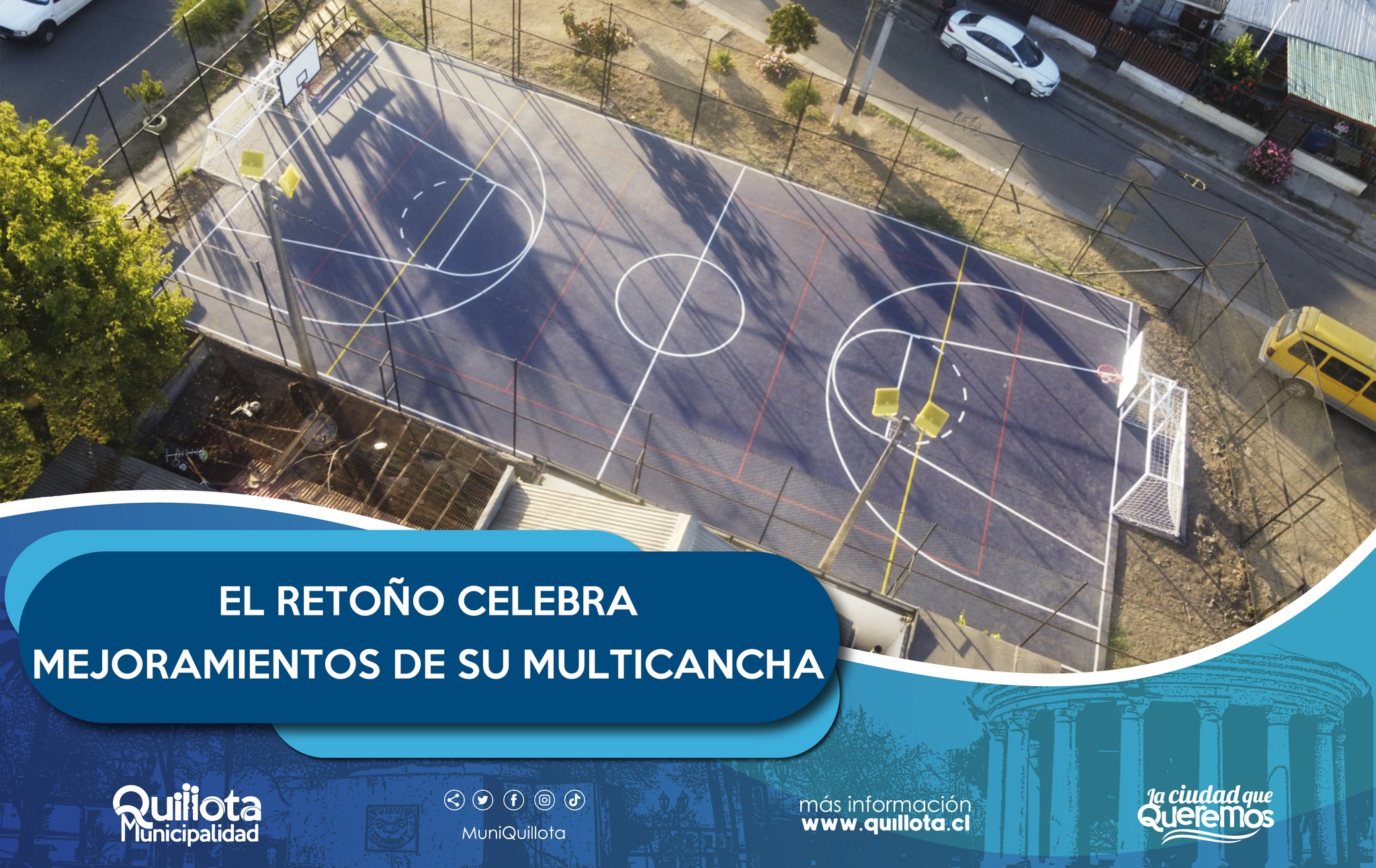 Dos multicanchas de la ciudad fueron mejoradas gracias a trabajo colaborativo entre el municipio y Colbún.