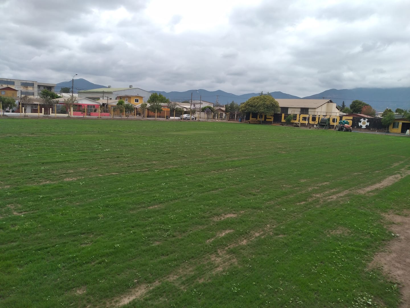 Cancha Los Lúcumos recupera pasto natural gracias a proyecto mejoramiento recintos deportivos.