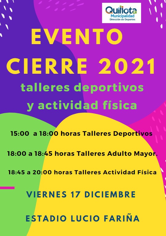 Este viernes se realizará cierre de talleres deportivos y actividad física de la Municipalidad de Quillota.