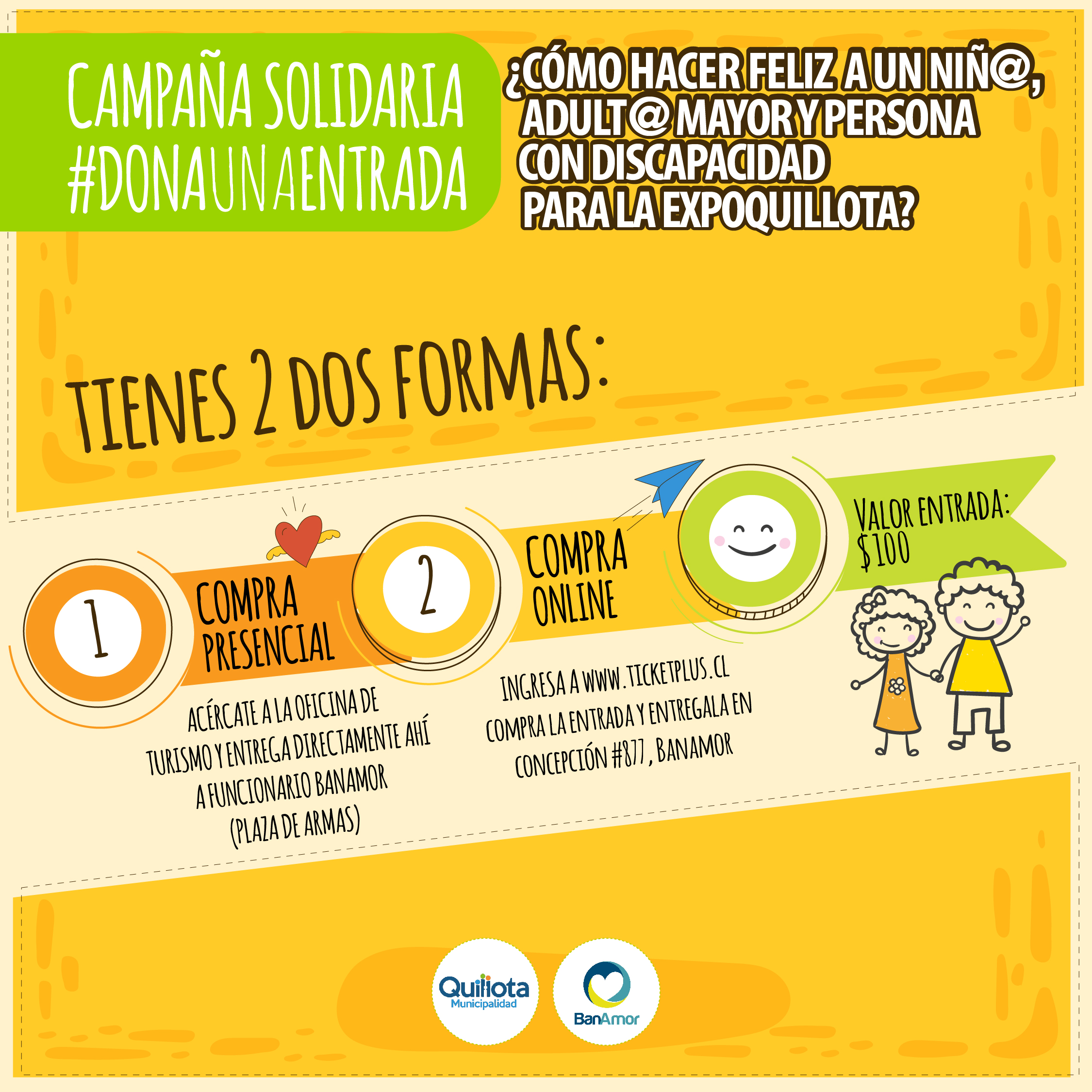 Campaña solidaria invita a la comunidad a donar entradas de $100 para la Expo Quillota a personas vulnerables