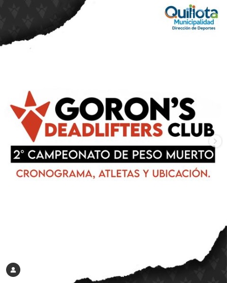 La Dirección de Deportes de Municipalidad de Quillota apoyará segundo Torneo levantamiento peso muerto.